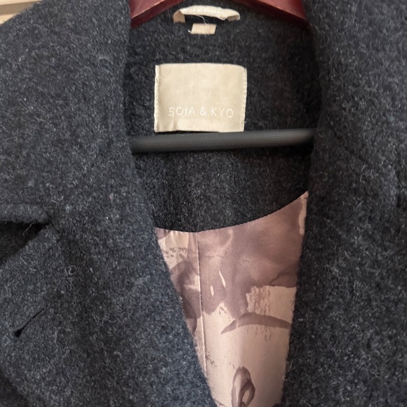 Soia & Kyo Wool-Blend Double-Breasted Trench Coat in Charcoal - Picture 2 of 9